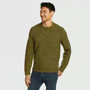 NWT Eddie Bauer Lambs Wool Crew Neck Textured Sweater  Warm in Brown Size Large